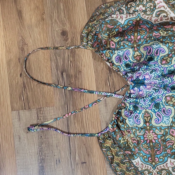 NICOLE by NICOLE MILLER 100% Silk Floral Paisley Criss-Cross Maxi Dress - Picture 5 of 16